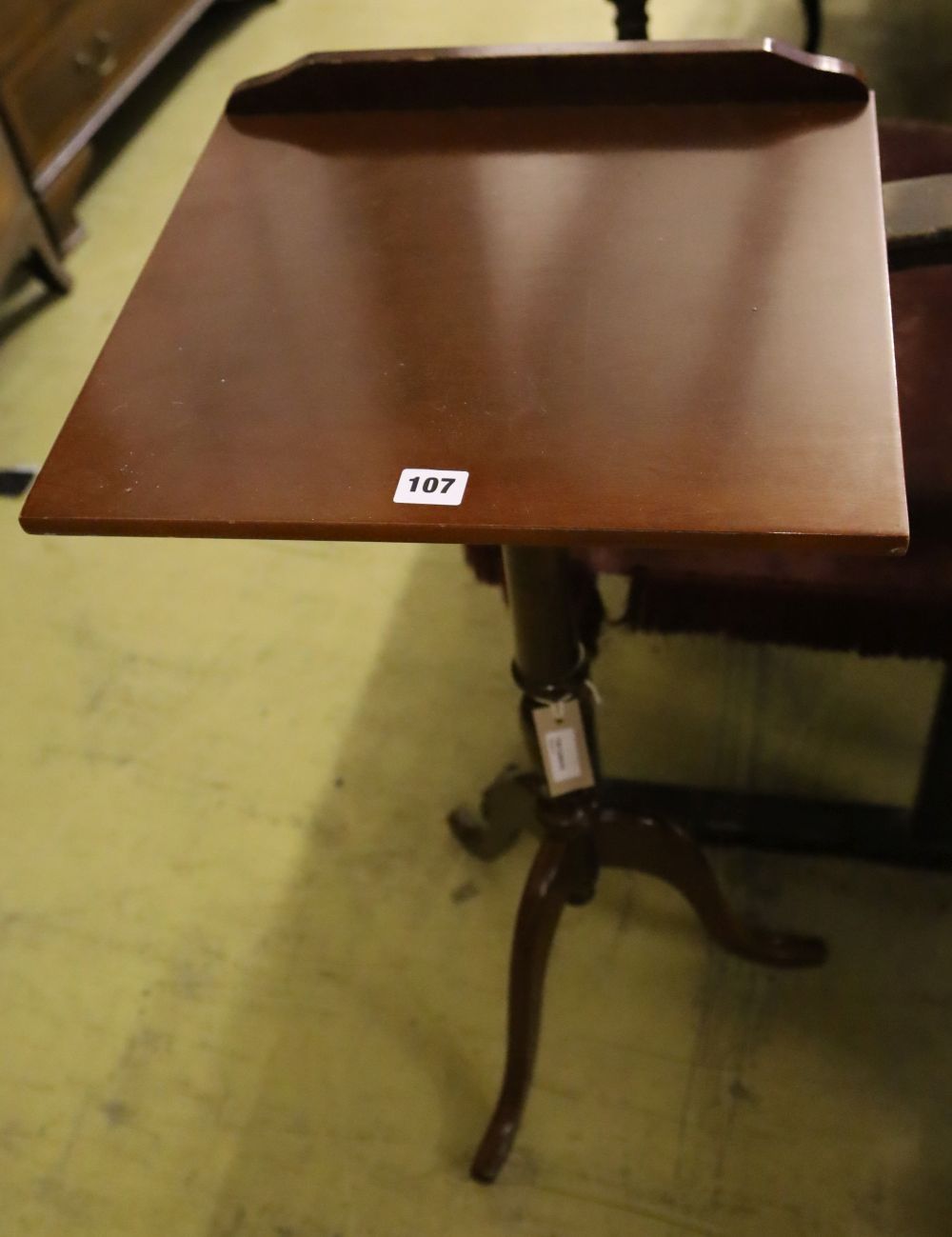 A Georgian style mahogany lectern on tripod base, width 40cm, depth